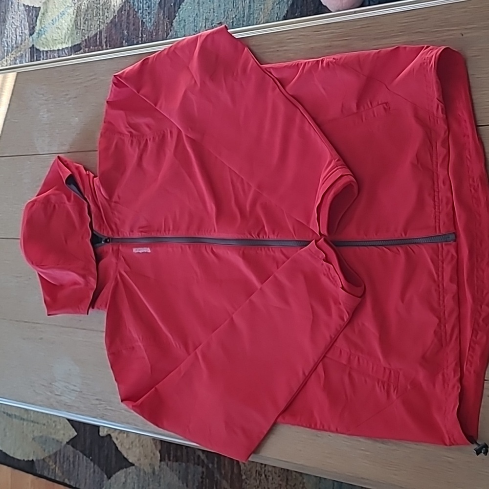 Reebok Jacket Men's Size Large Red Hooded Full Zip Windbreaker